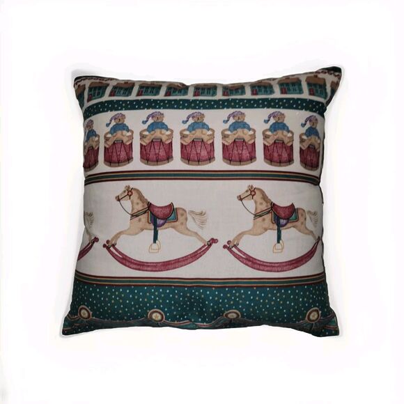 Homemade Christmas Throw Pillow Up cycle Home Decor Toy Soldiers Teddy Bears Etc - Picture 2 of 9